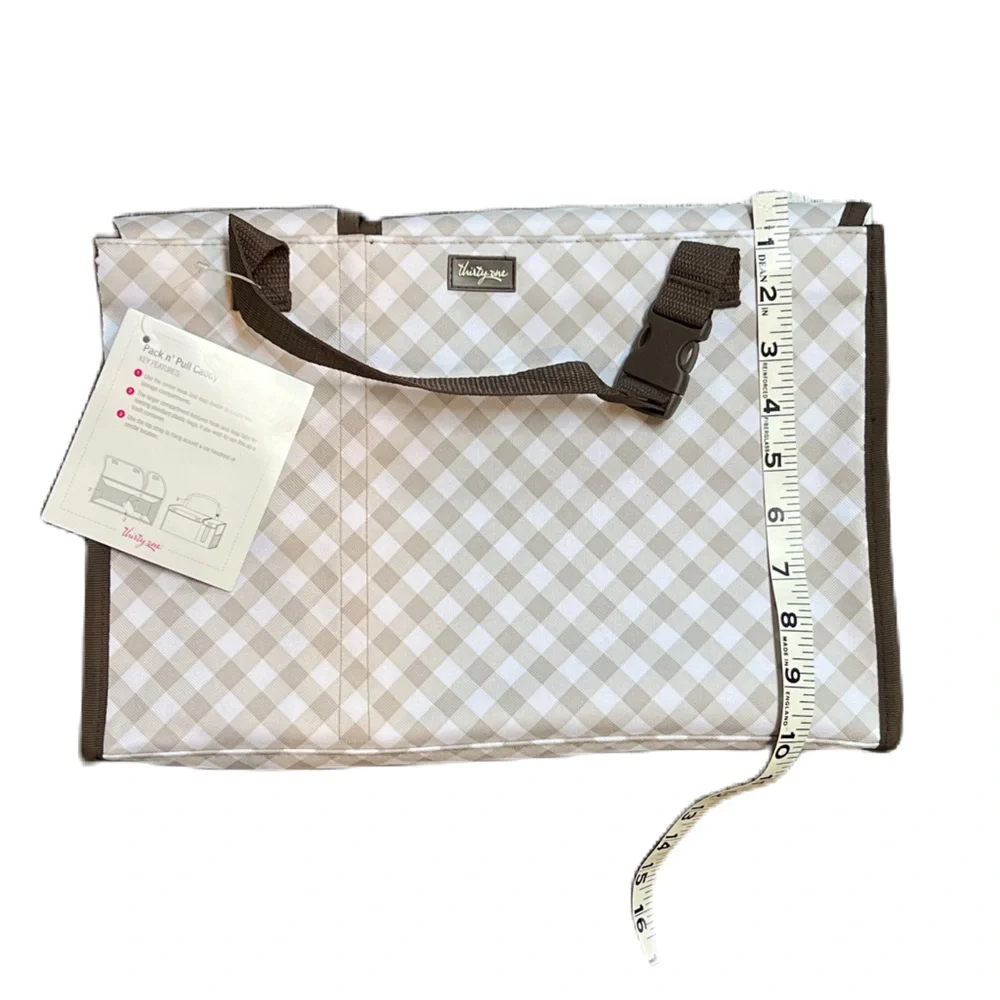 Thirty-One NWT Pack n’ Pull Caddy - Brown and White Gingham